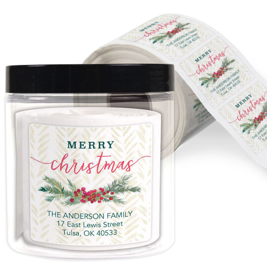 Berry Swag Square Address Labels in a Jar